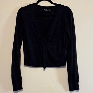 Abercrombie & Fitch Black Tie-Front Blouse